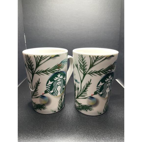 Starbucks 2020 Christmas Coffee Cups Mugs Set of 2 Pine Branches w/Lights 11 oz - Picture 1 of 13